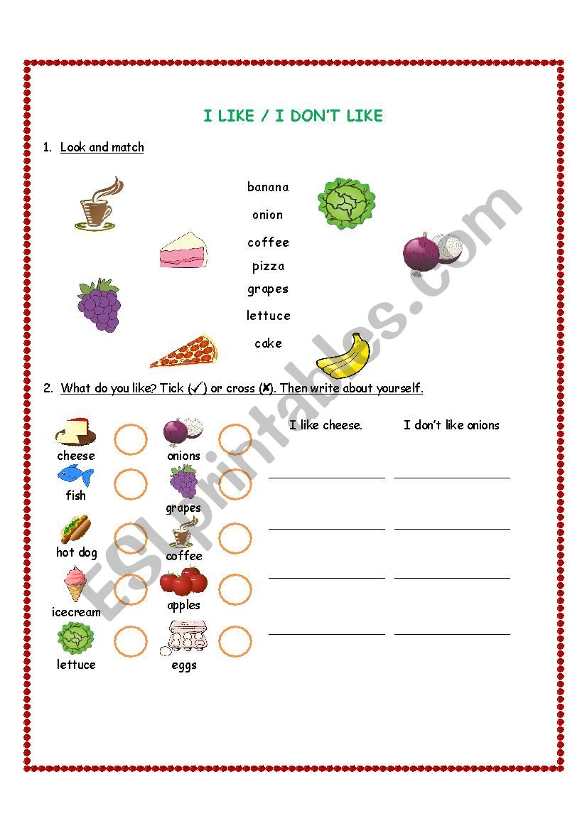 Like / don´t like - ESL worksheet by Wendy_Hu