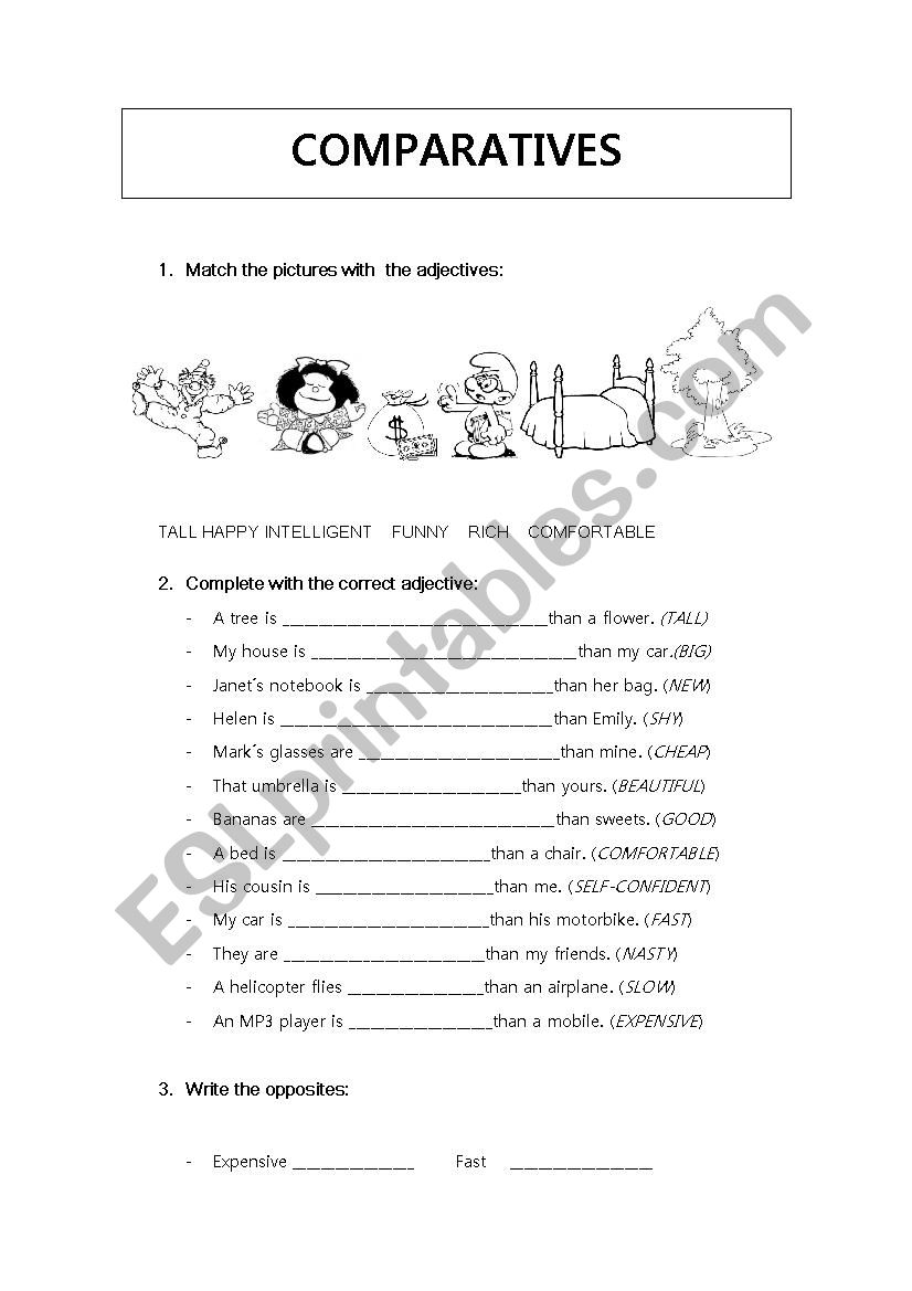 Comparisons worksheet