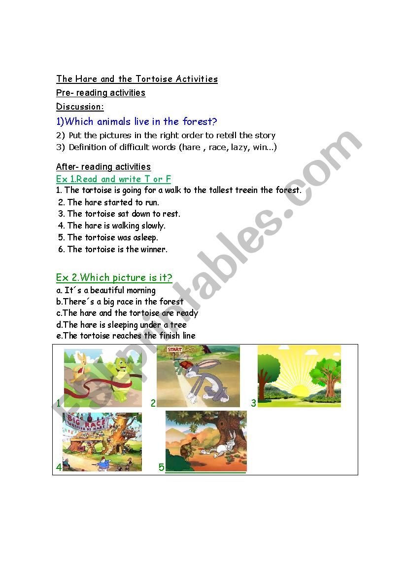 the hare and the tortoise worksheet