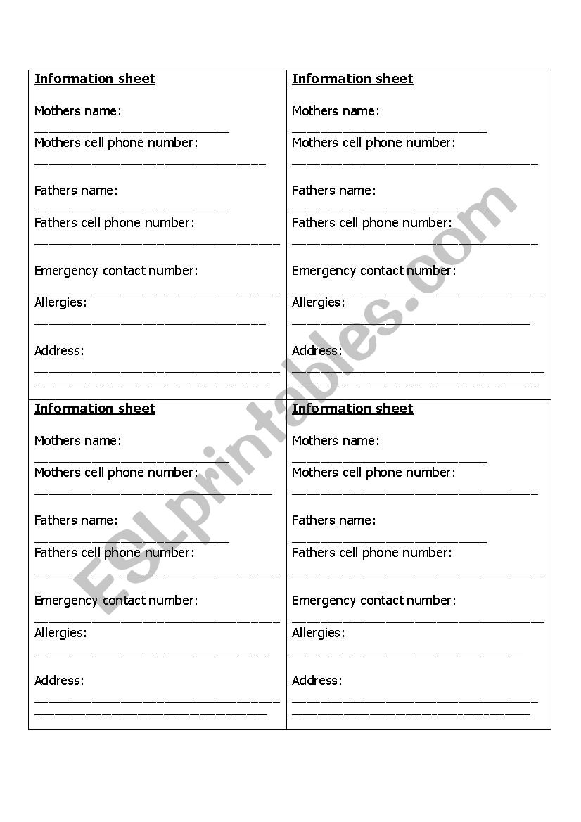 Parents information sheet for notebooks