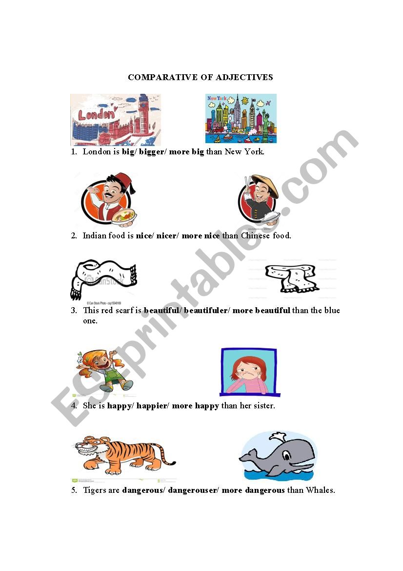 comparative of adjectives worksheet