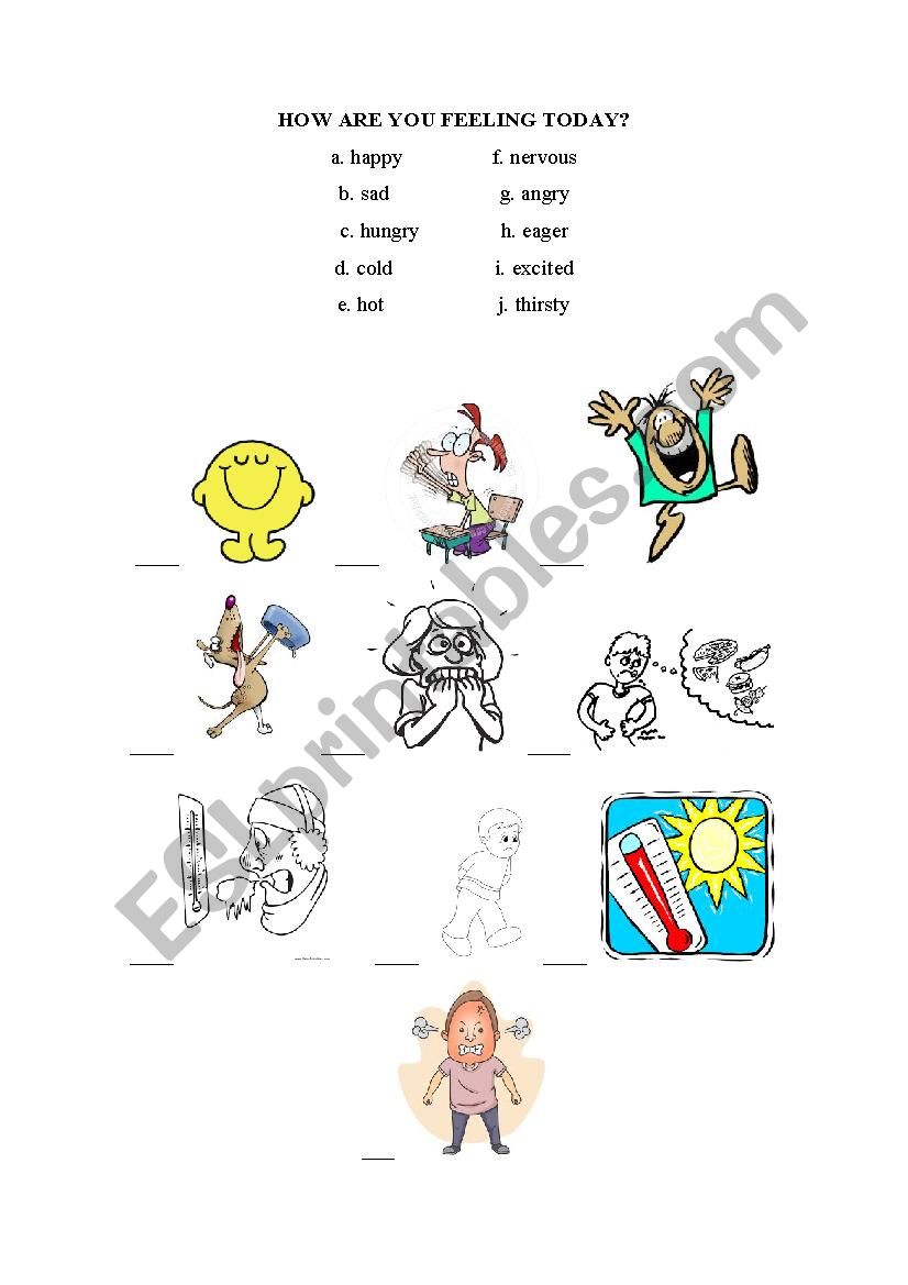 How are you feeling today? worksheet