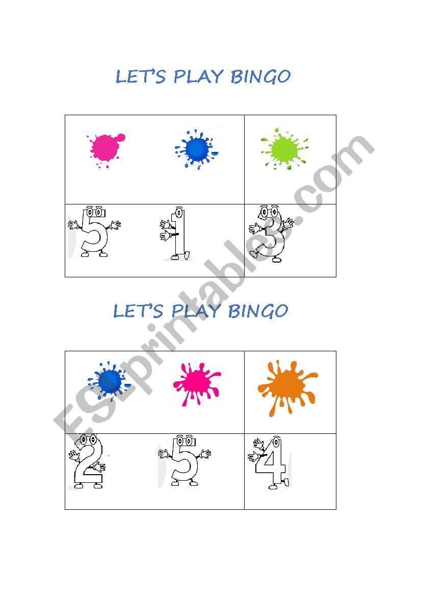 BINGO CARDS worksheet