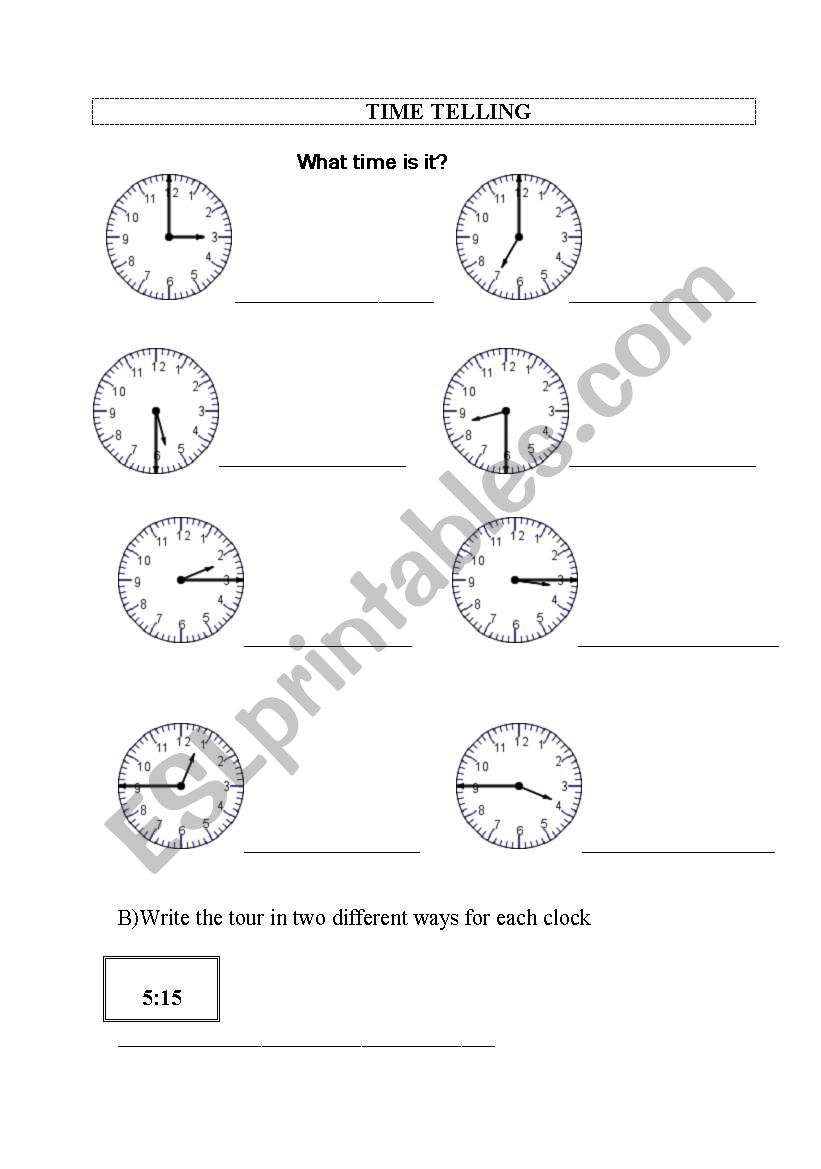 time telling worksheet