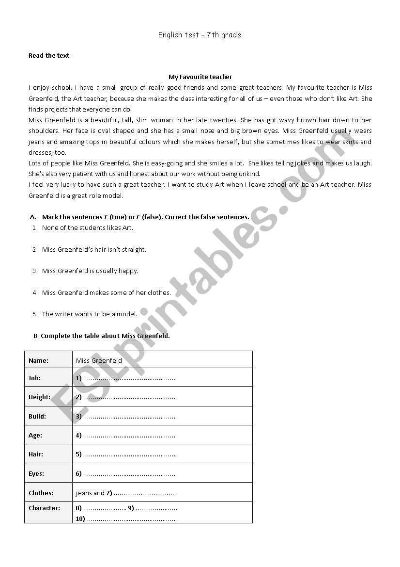 English Test  worksheet