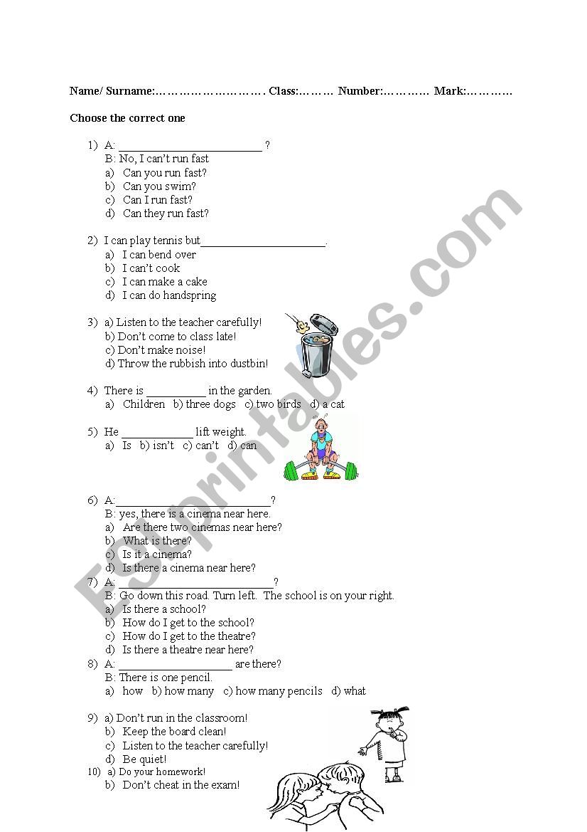 mixed test worksheet