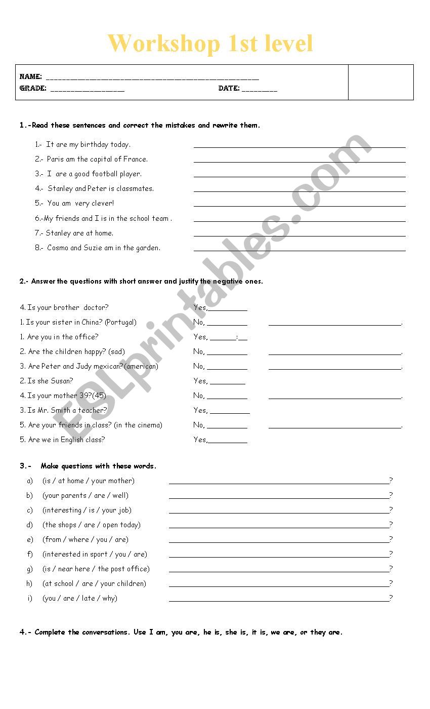 Workshop worksheet