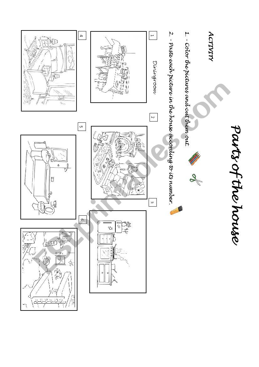 Parts of the house worksheet