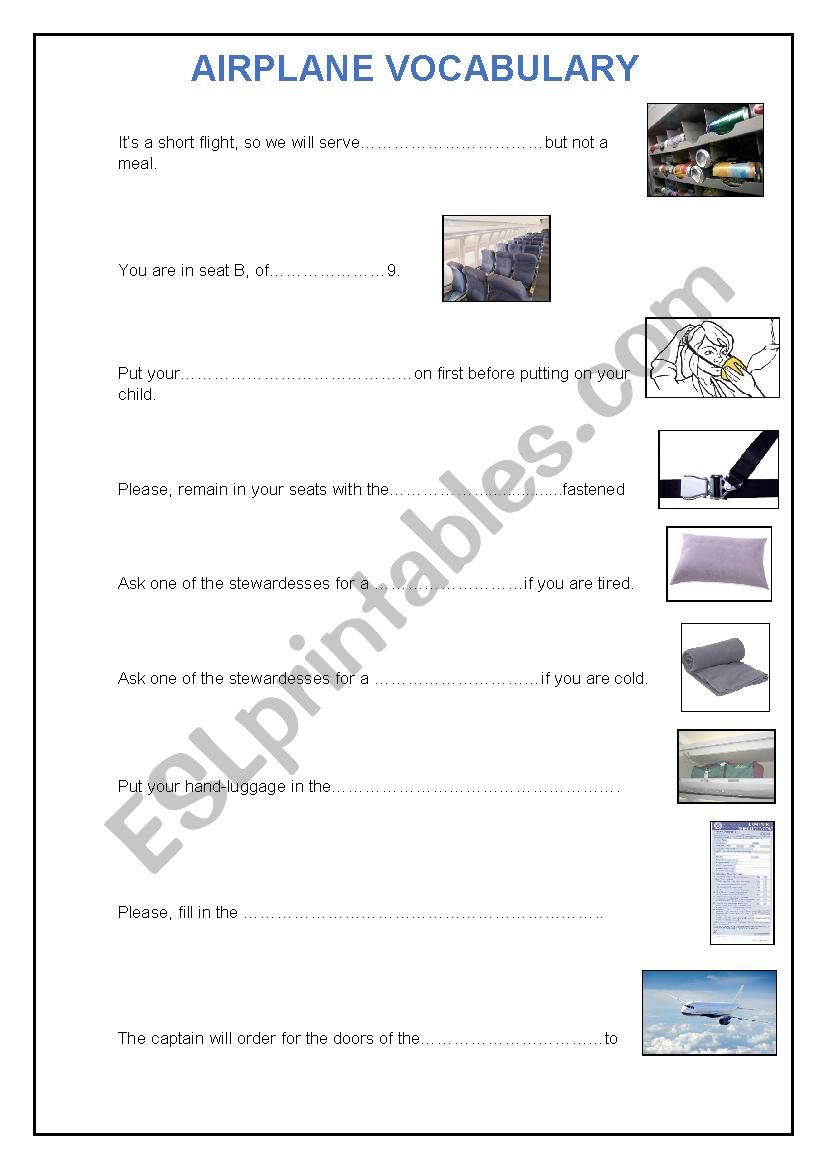 ON THE PLANE worksheet