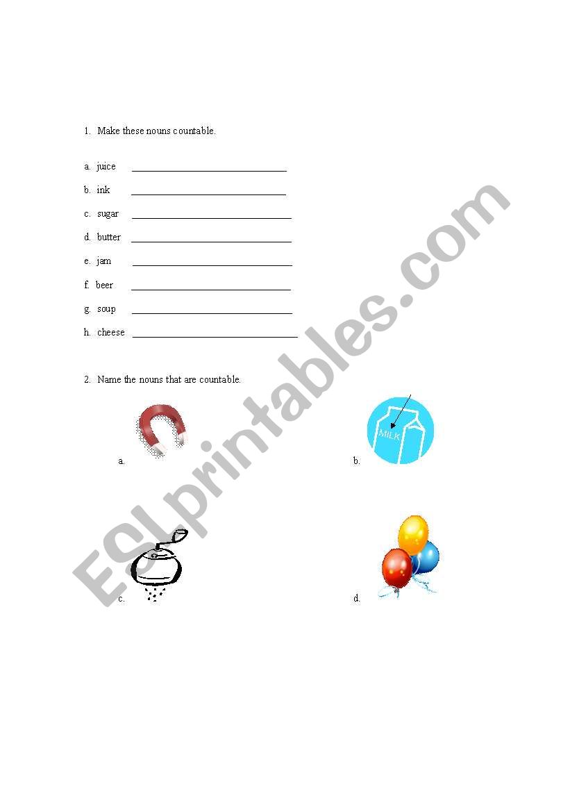 Countable and Uncountable Nouns