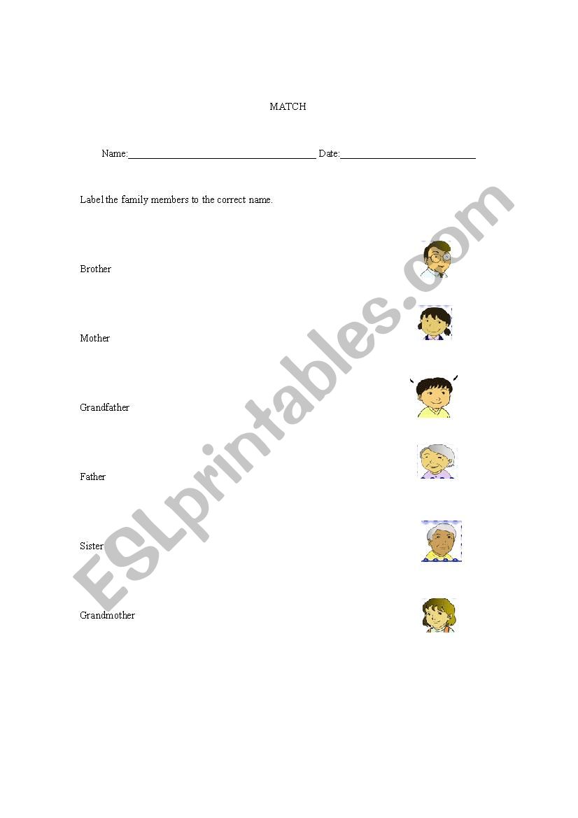 Family Match  worksheet