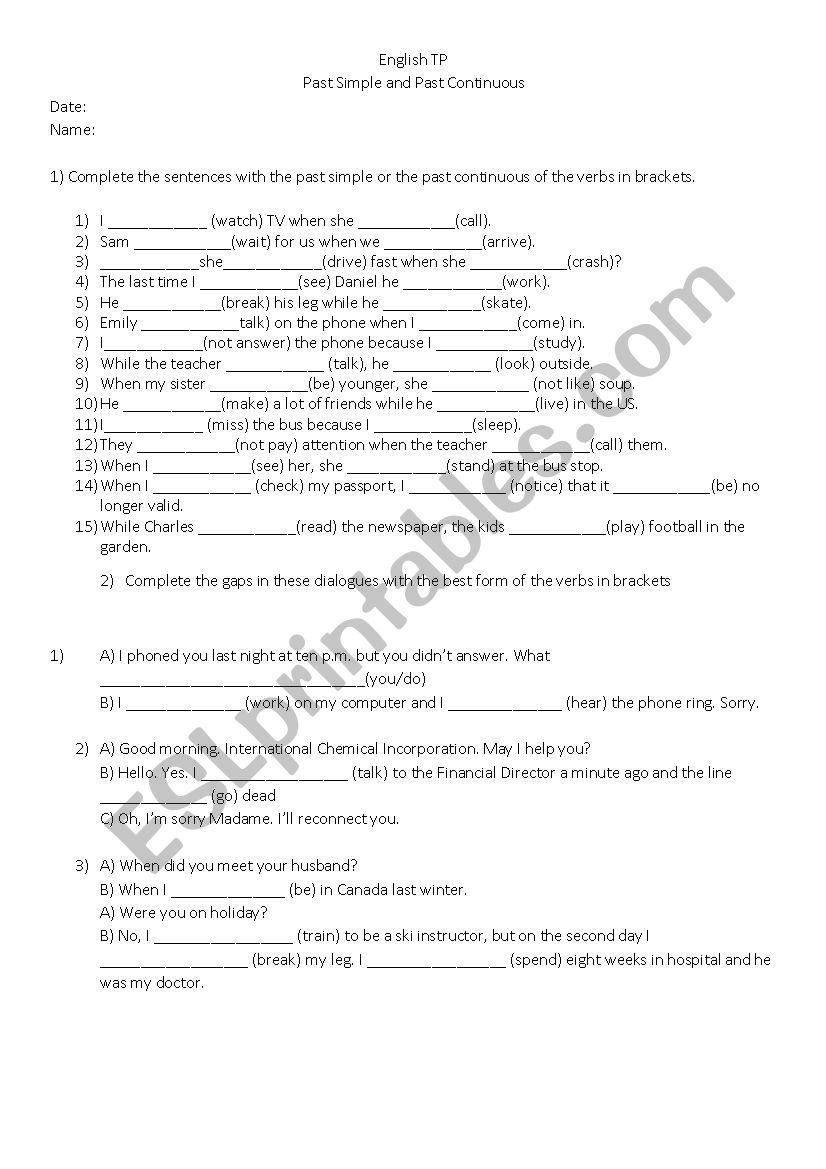 Simple past and Past Continuous