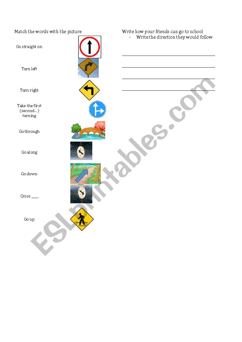 choose the correct direction worksheet