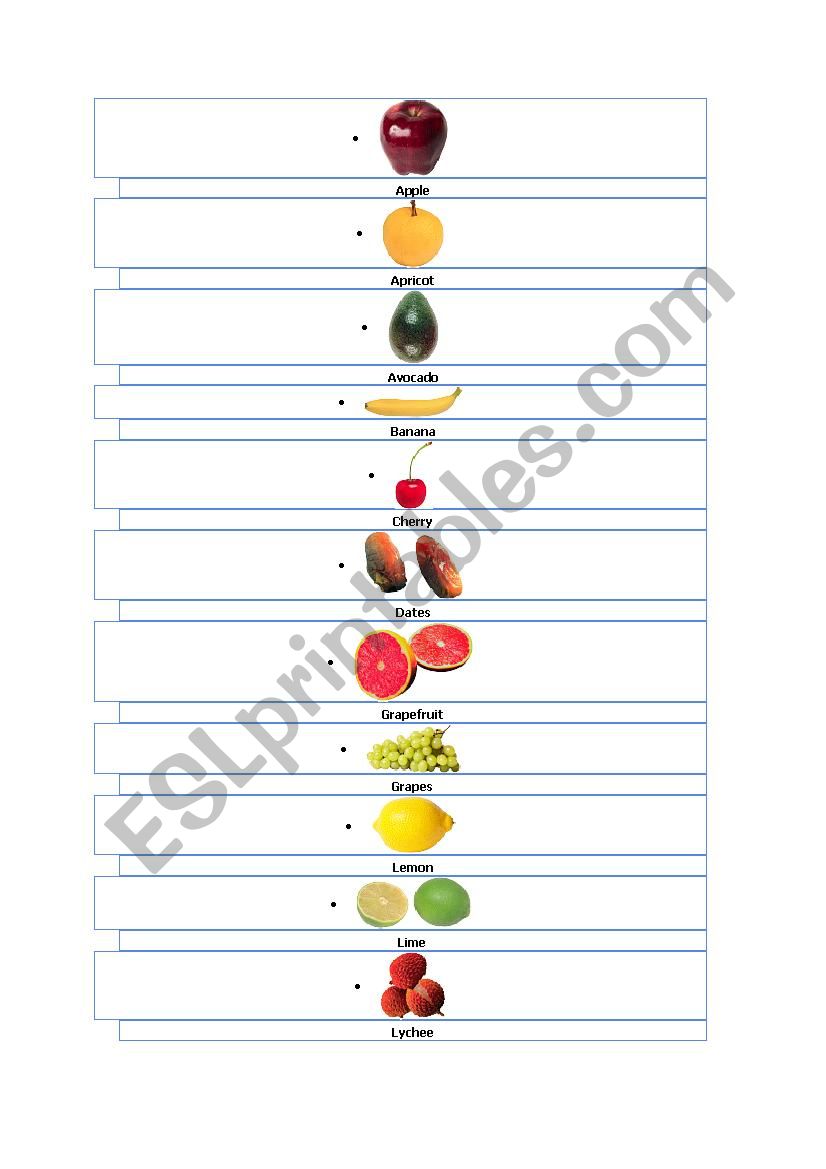 the fruits in english worksheet