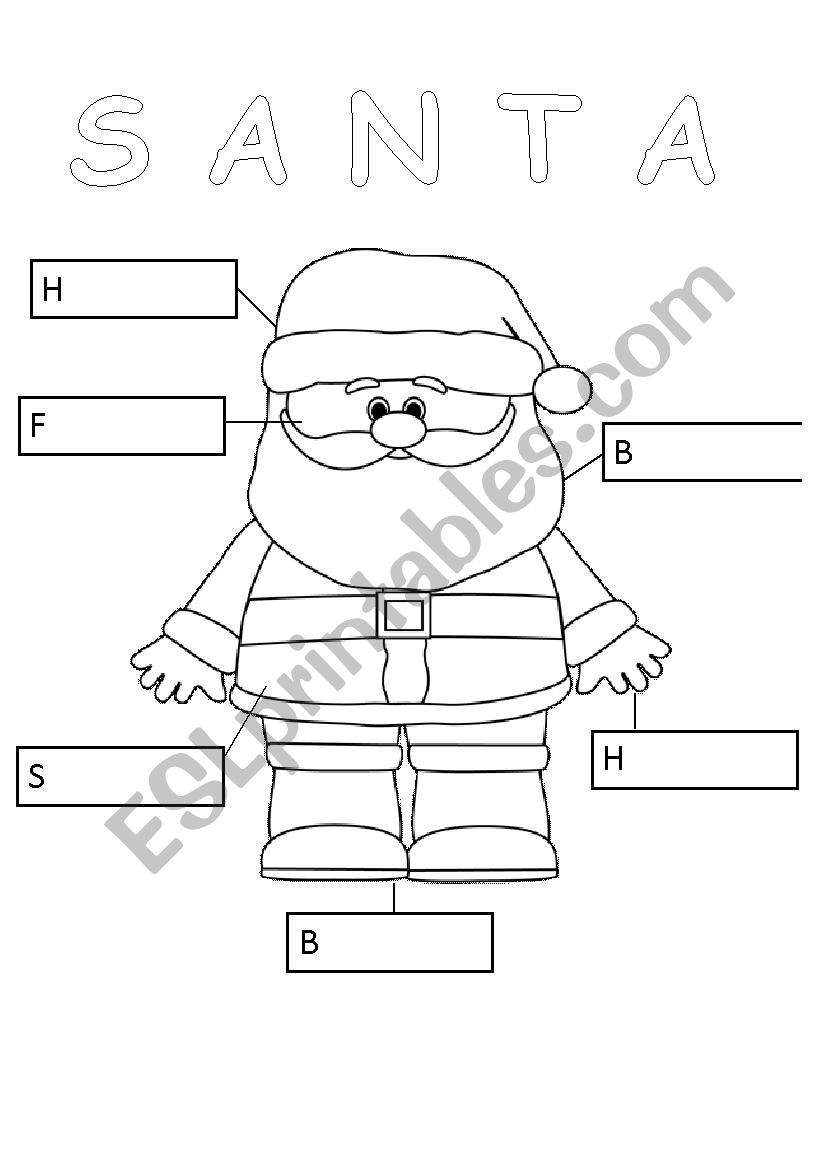 Santa Label worksheet