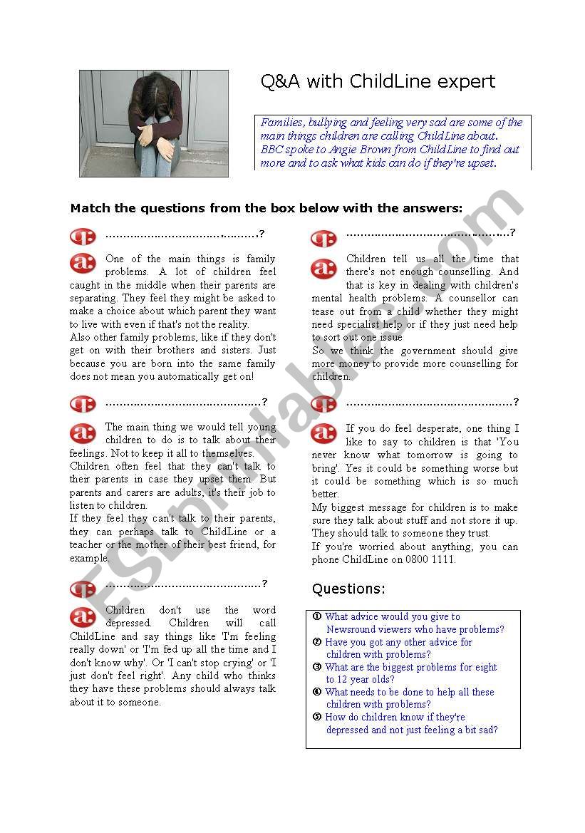 Children´s Problems - ESL worksheet by anisteacher Throughout Fed Up Worksheet Answer Key