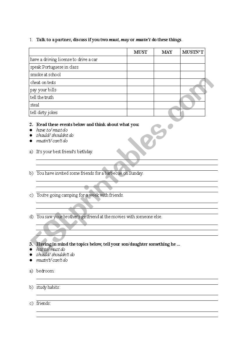 Modals - ESL worksheet by julya