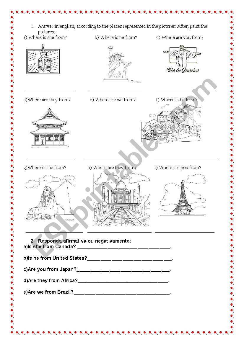 Nationalities worksheet