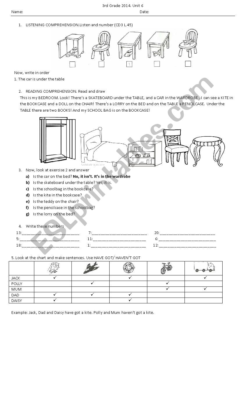 Happy Street 1 unit 6 worksheet