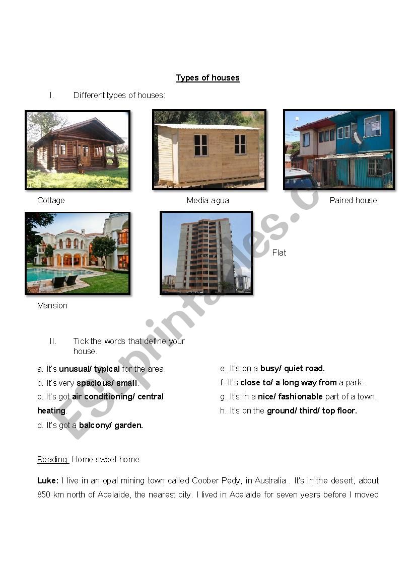 Type of houses - ESL worksheet by Polillona