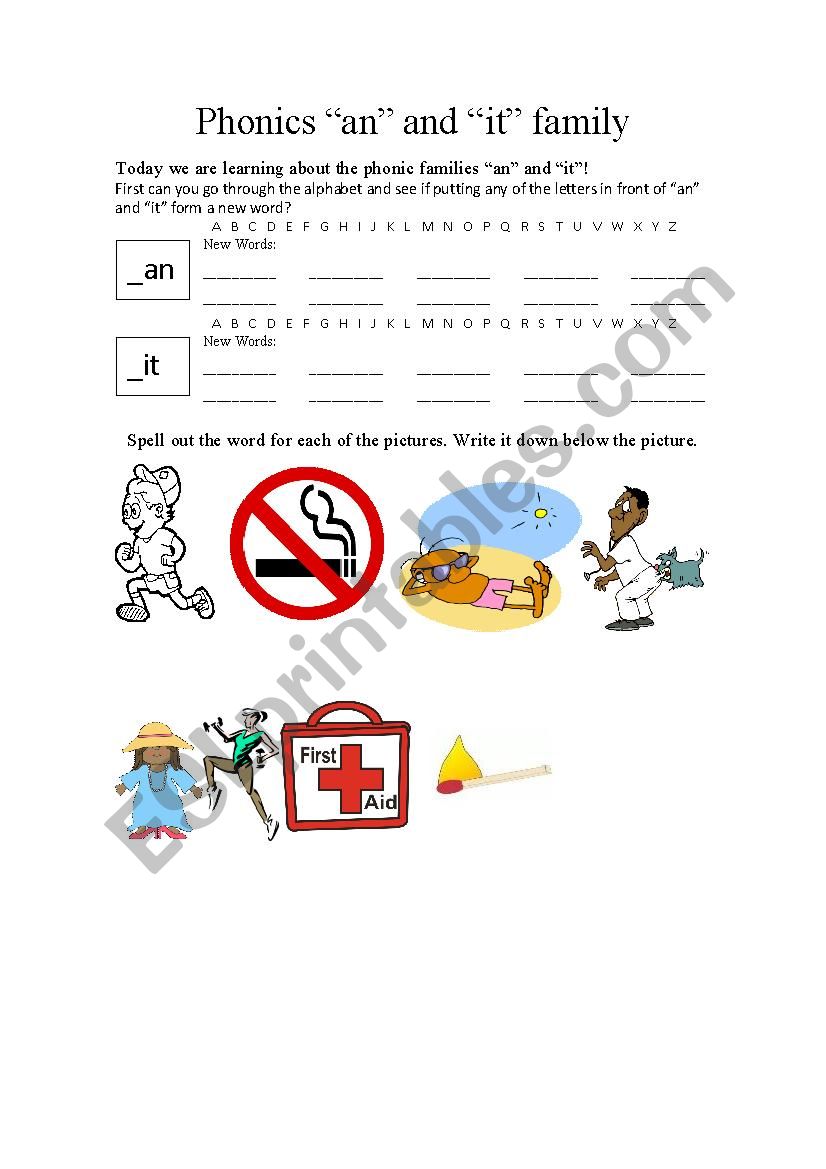 Phonics -an and -it worksheet
