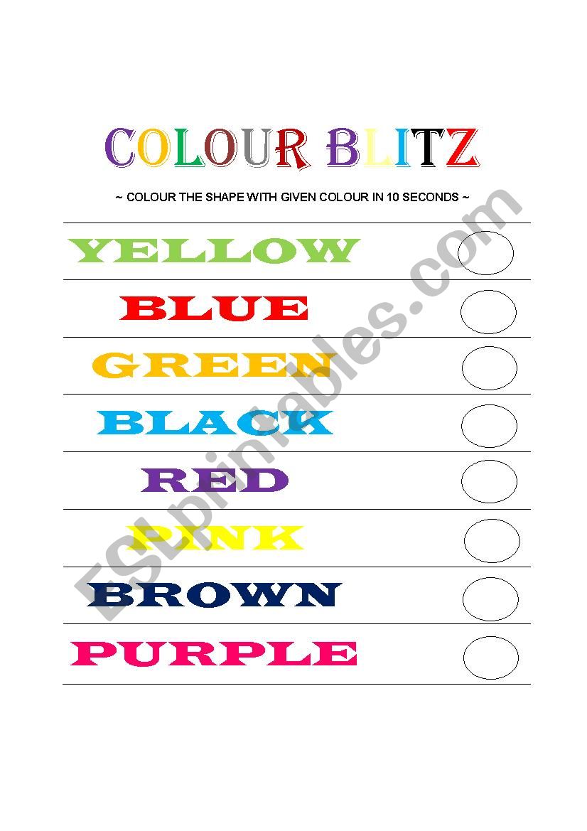 Colour Blitz worksheet