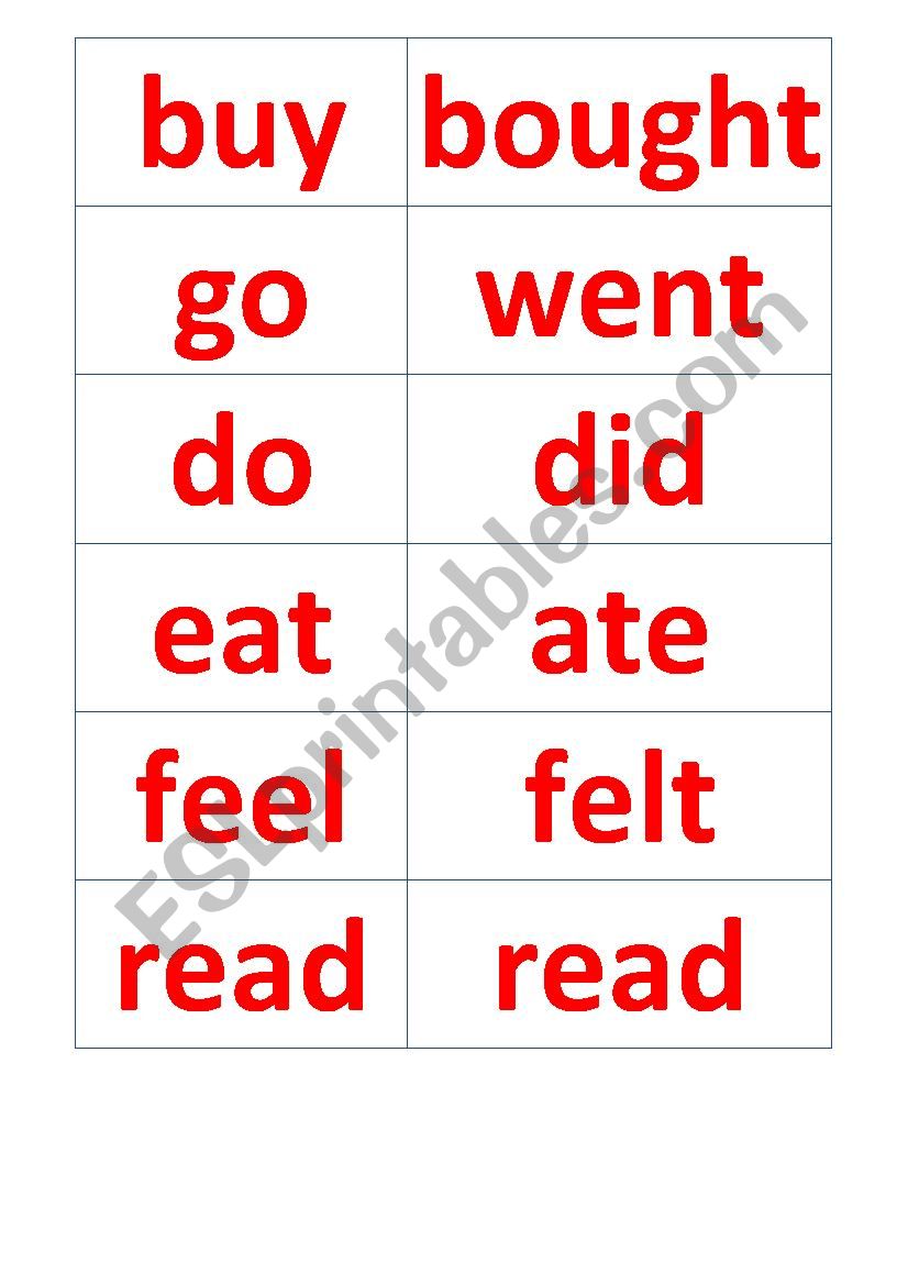 Irregular verbs worksheet