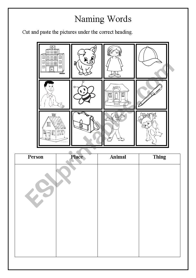 Naming Words ESL Worksheet By Geeta Sen Roy