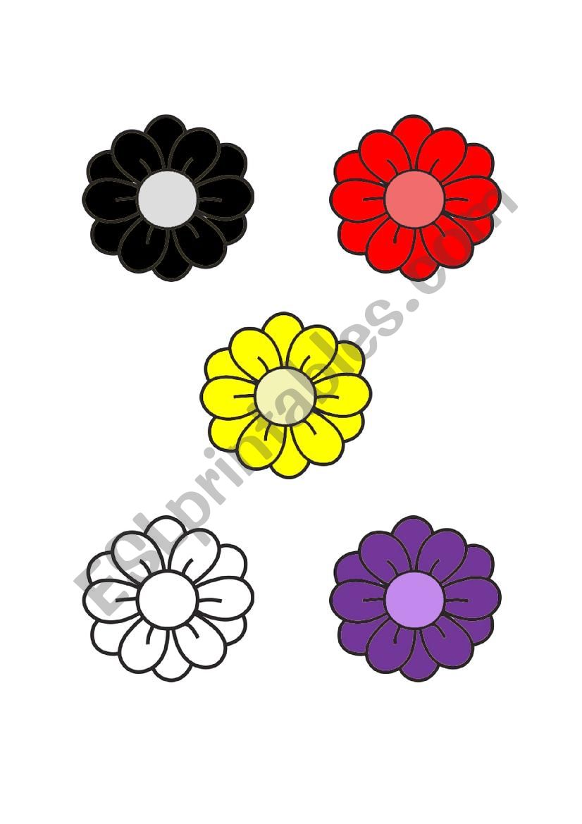 learn colour with flower1 worksheet
