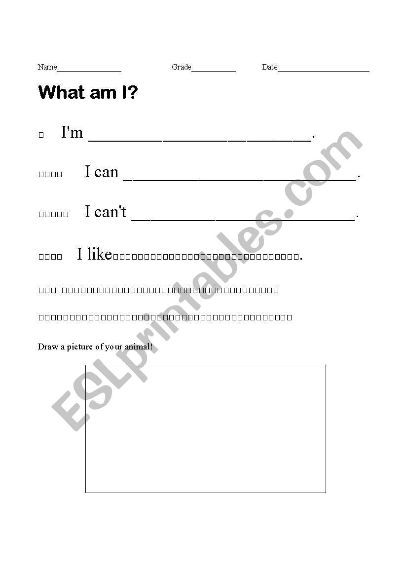 What am I? worksheet