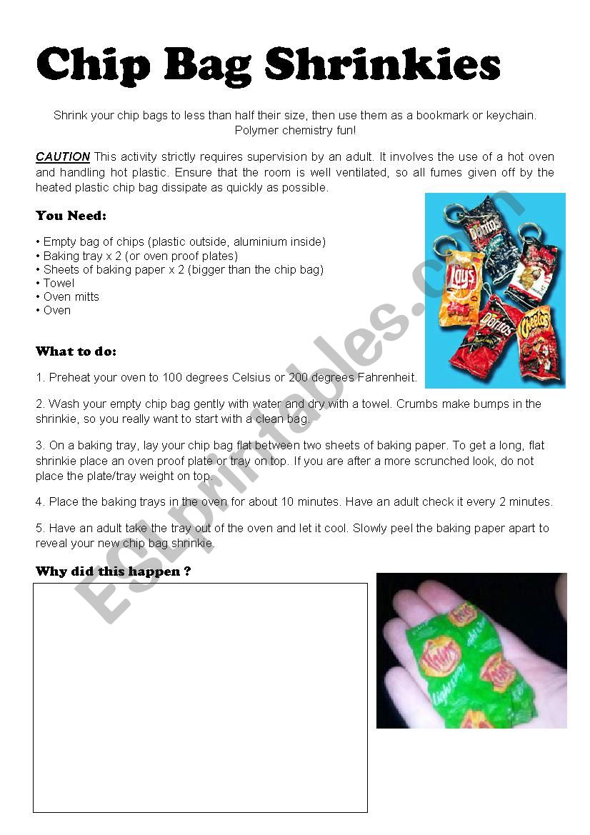 Chip Bag Shrinkies worksheet