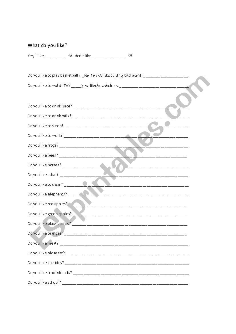 Do You Like? worksheet