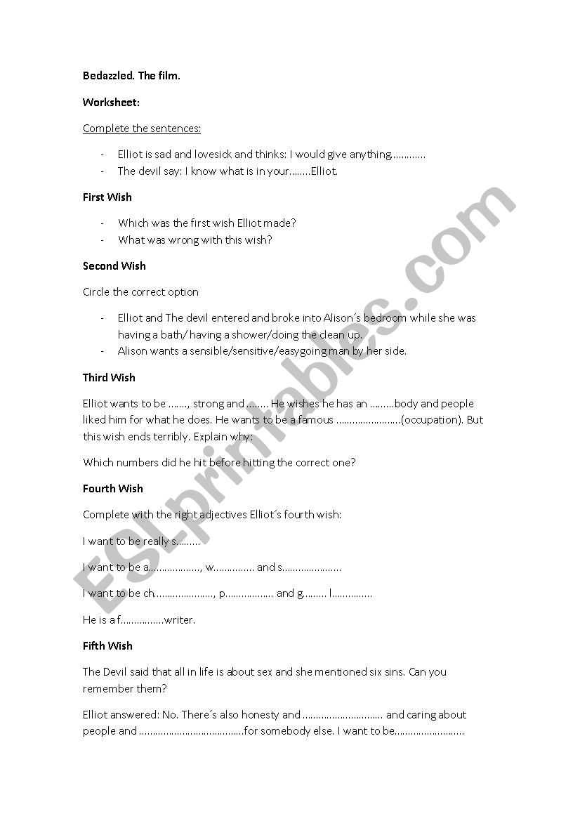 Bedazzled- worksheet worksheet