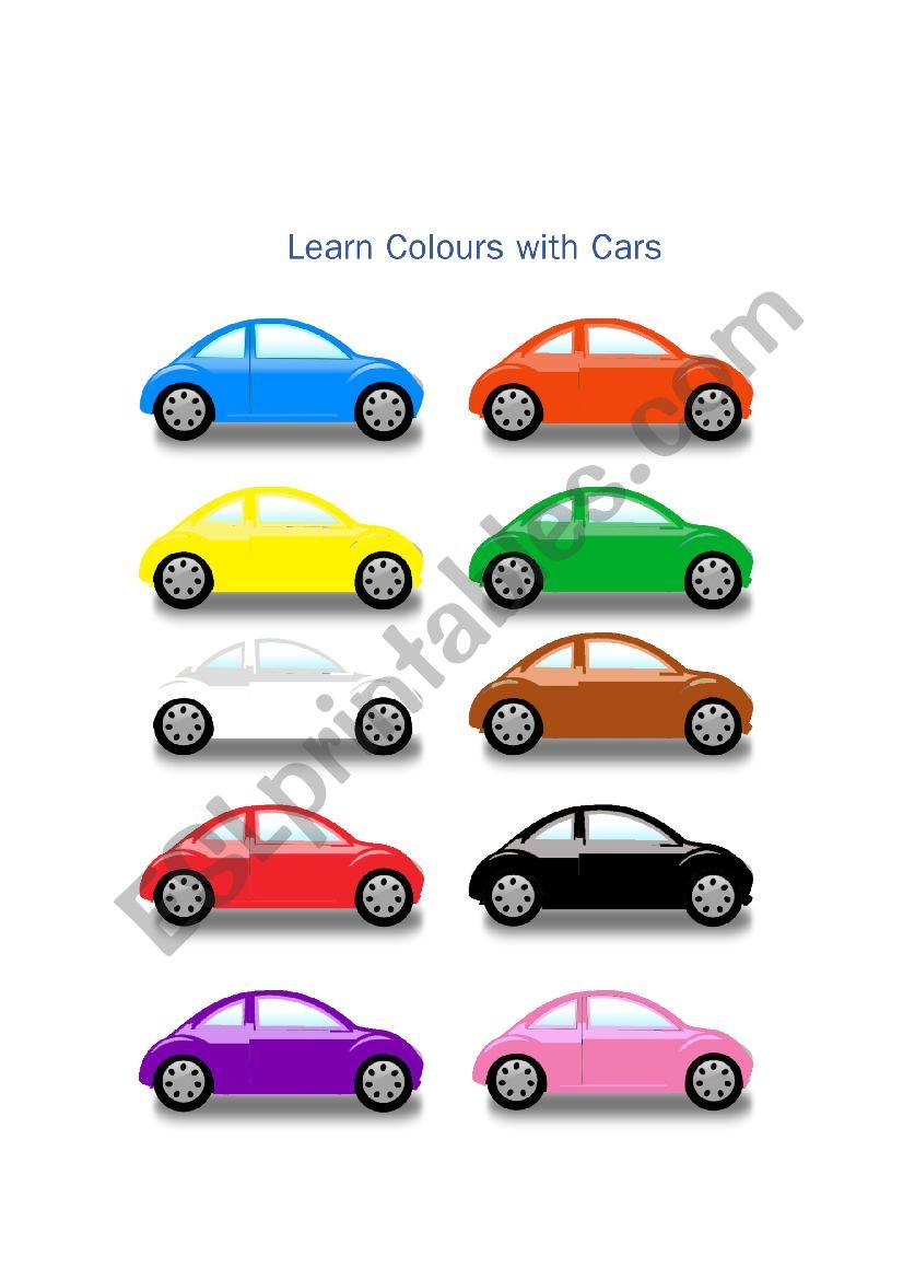 learn colours with cars worksheet