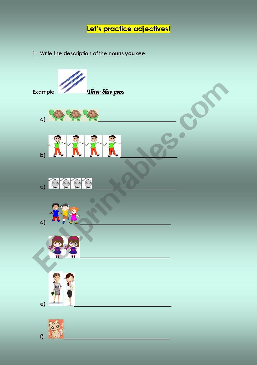 Ajectives  worksheet