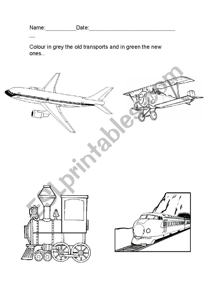 OLD AND NEW TRANSPORTS worksheet