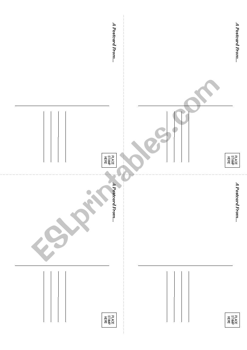 printable postcard template worksheet