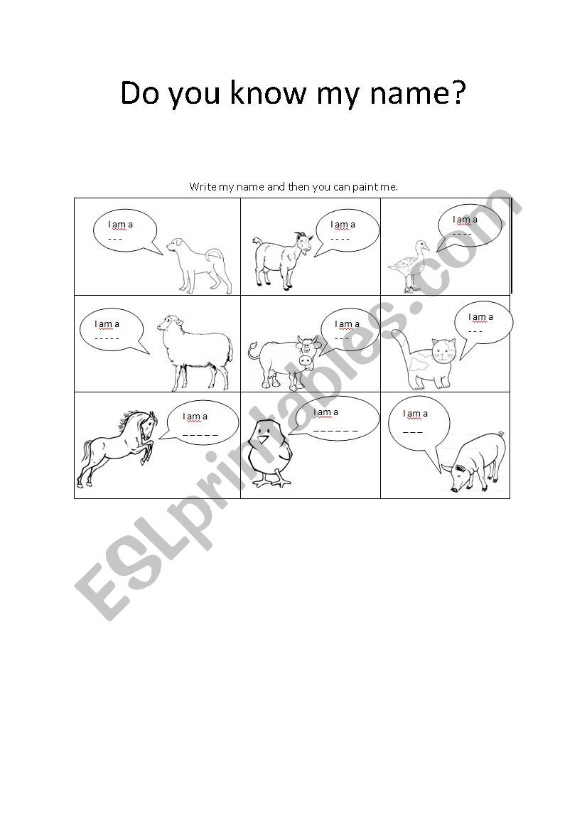 Do you know my name? worksheet
