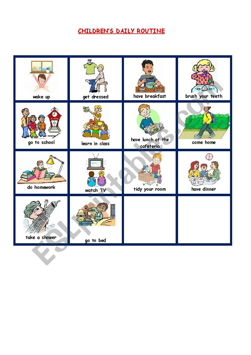 CHILDREN´S DAILY ROUTINE - ESL worksheet by catyli