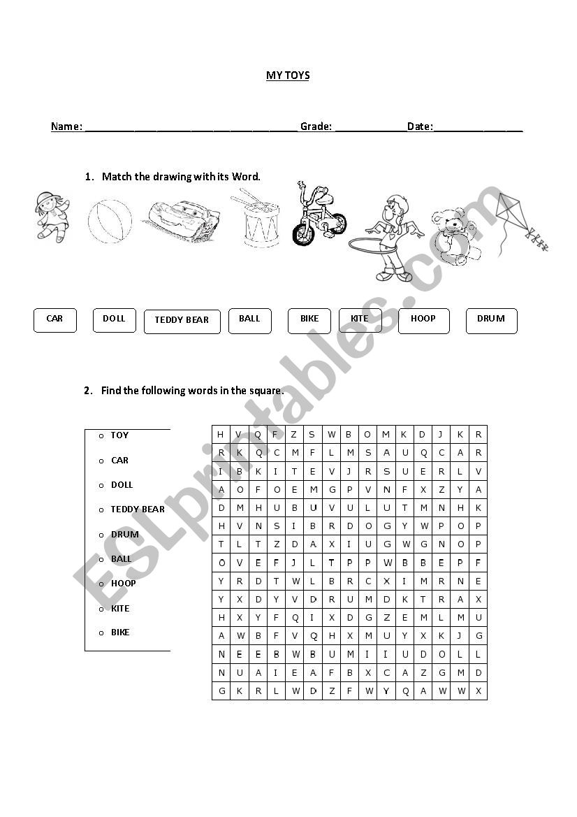 My toys worksheet