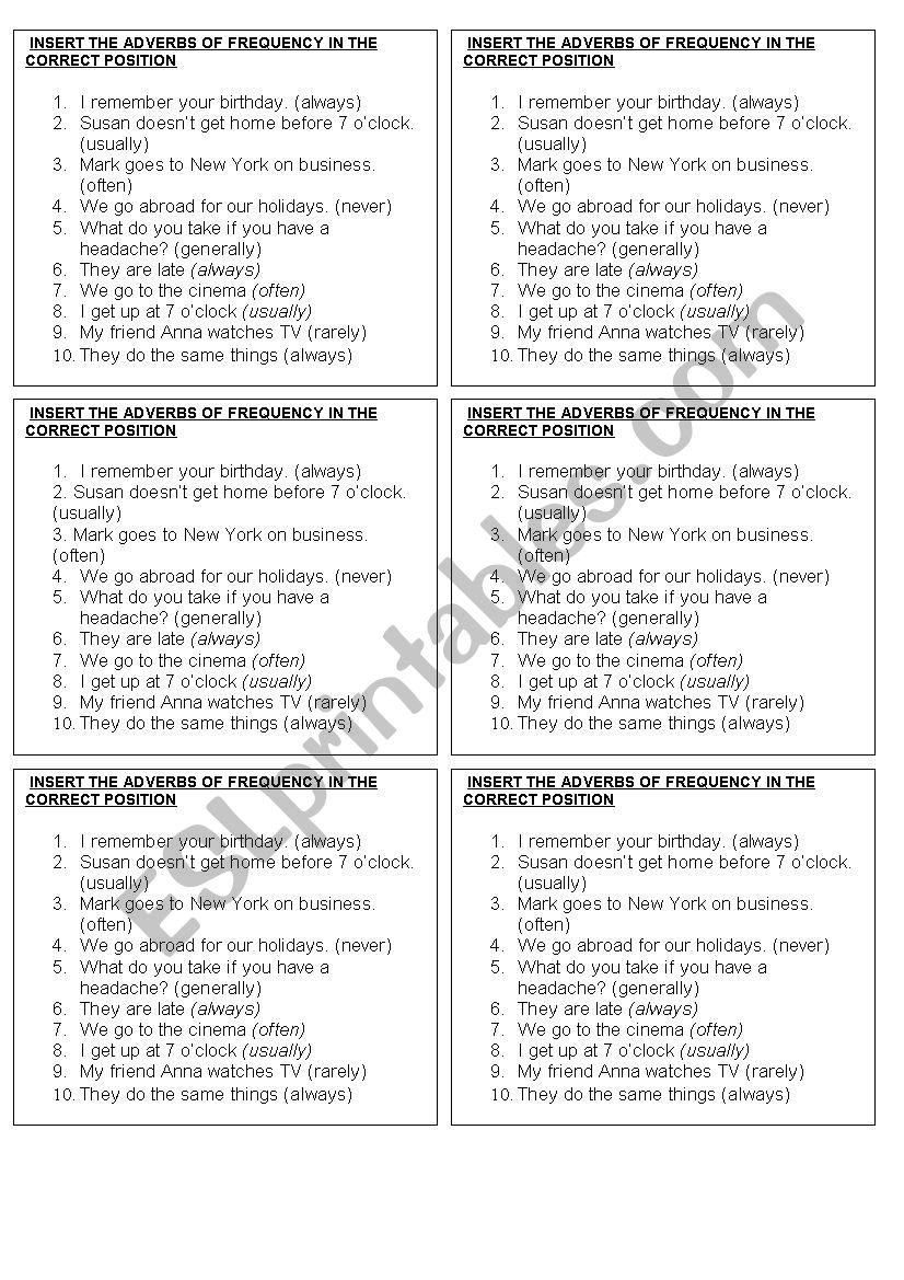 adverbs worksheet