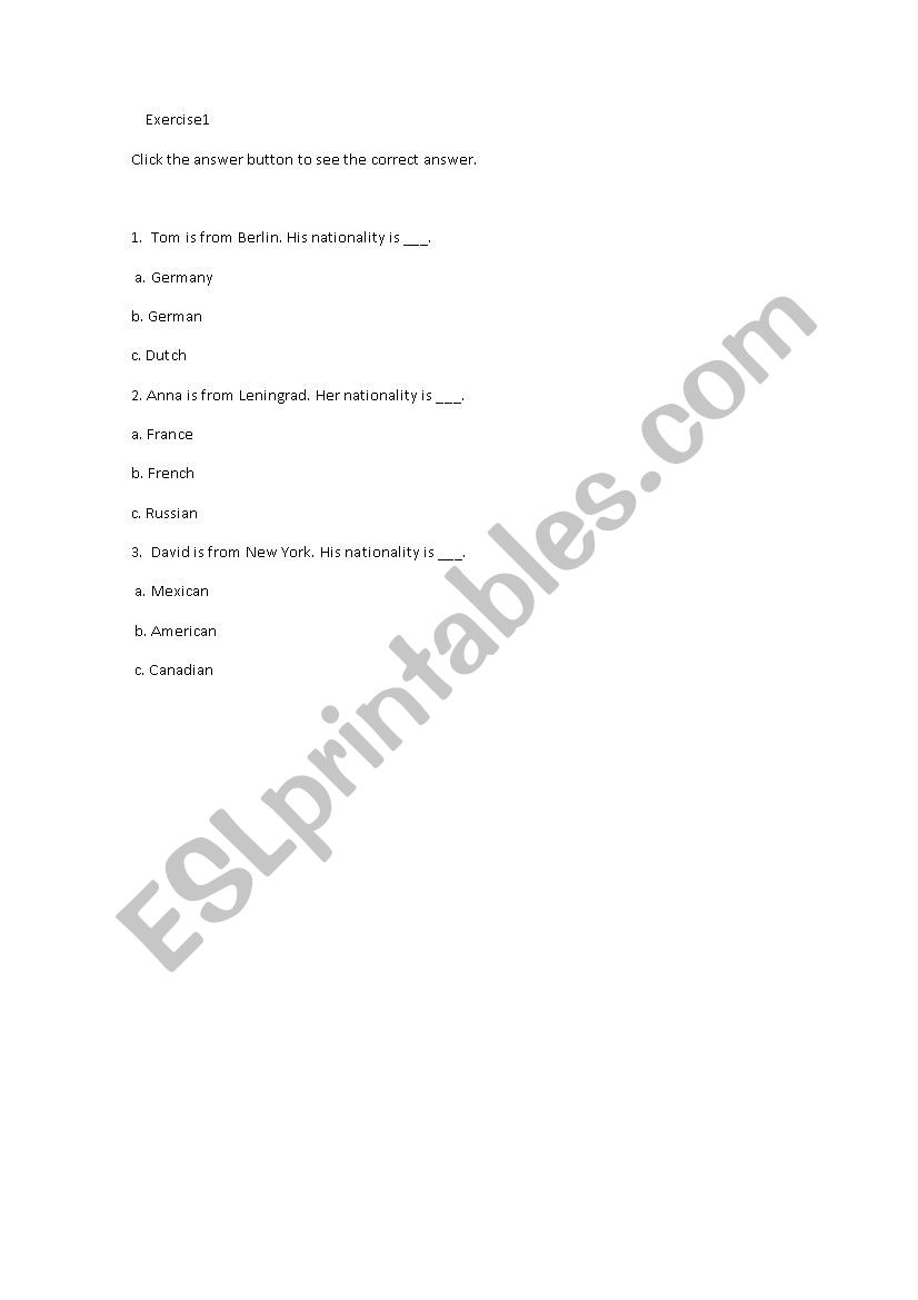 vocabolary worksheet