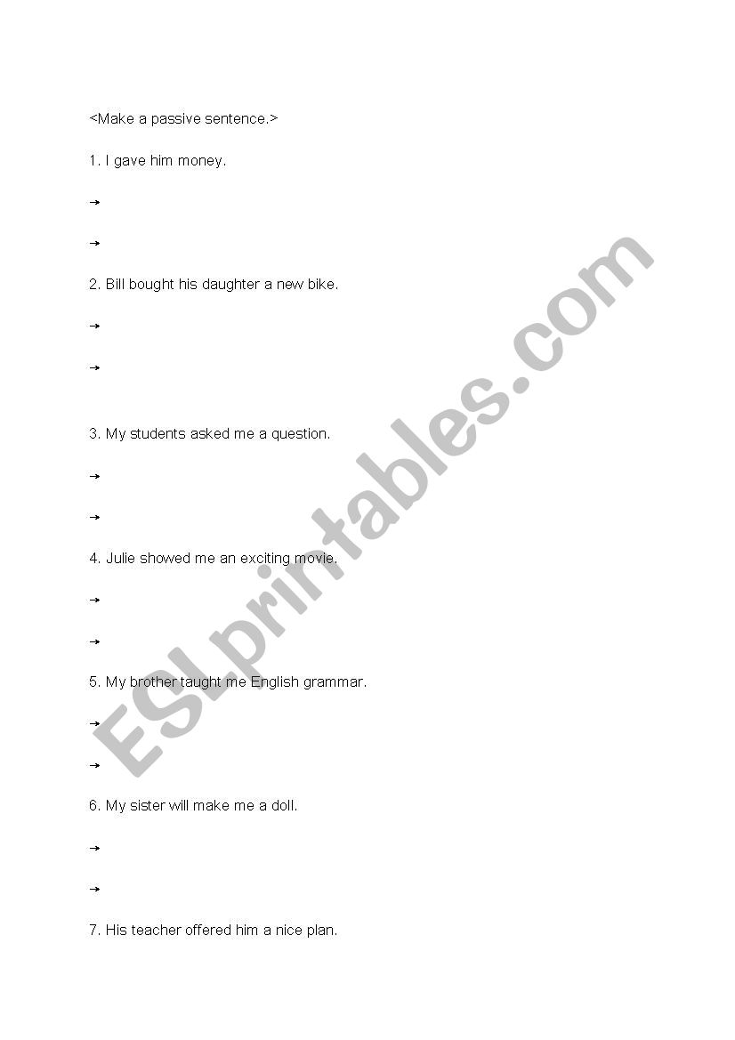 make a passive sentnece worksheet