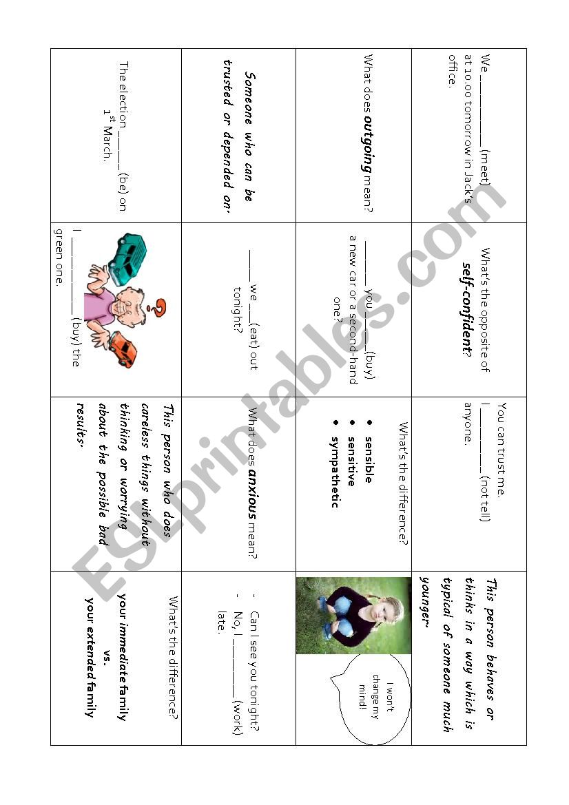 Personality and future forms worksheet for English File 3 coursebook