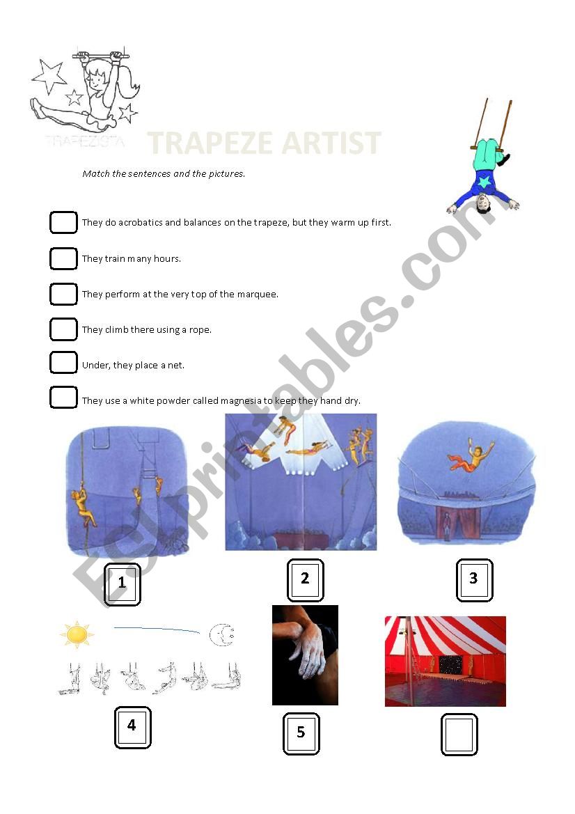 Trapeze artist worksheet