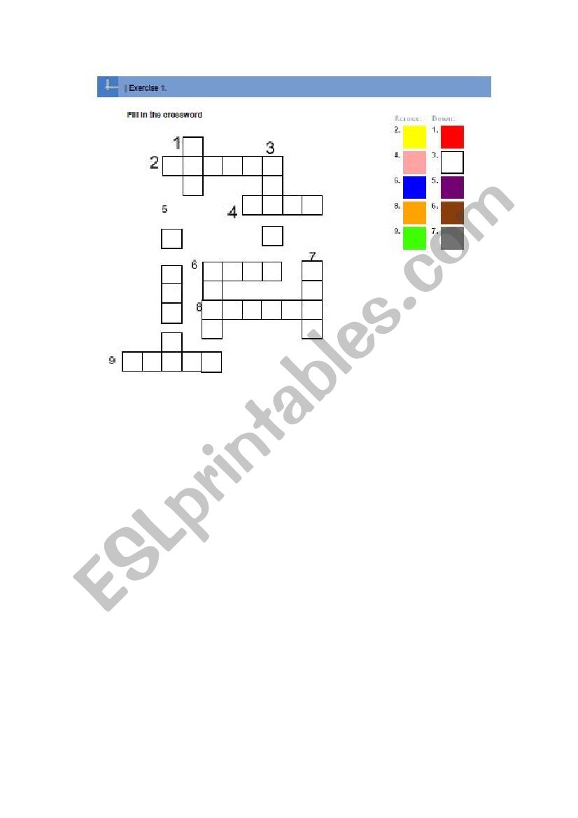 Crossword worksheet