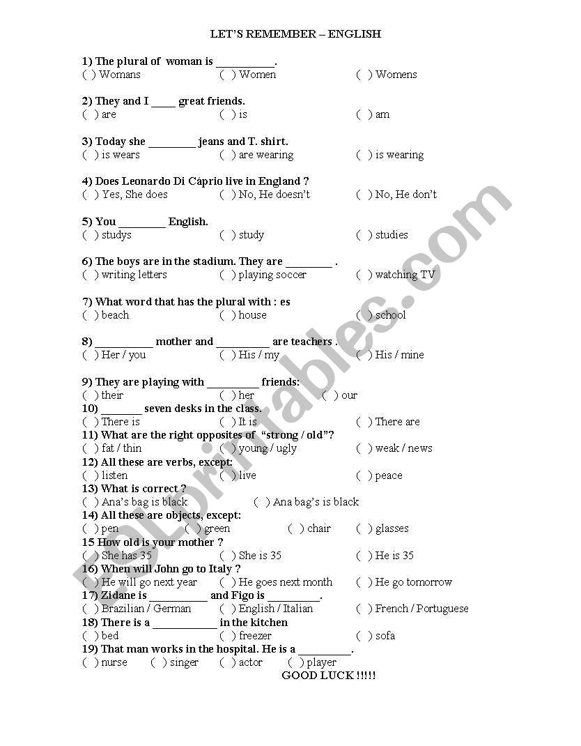 Let´s remember - ESL worksheet by secedu teacher