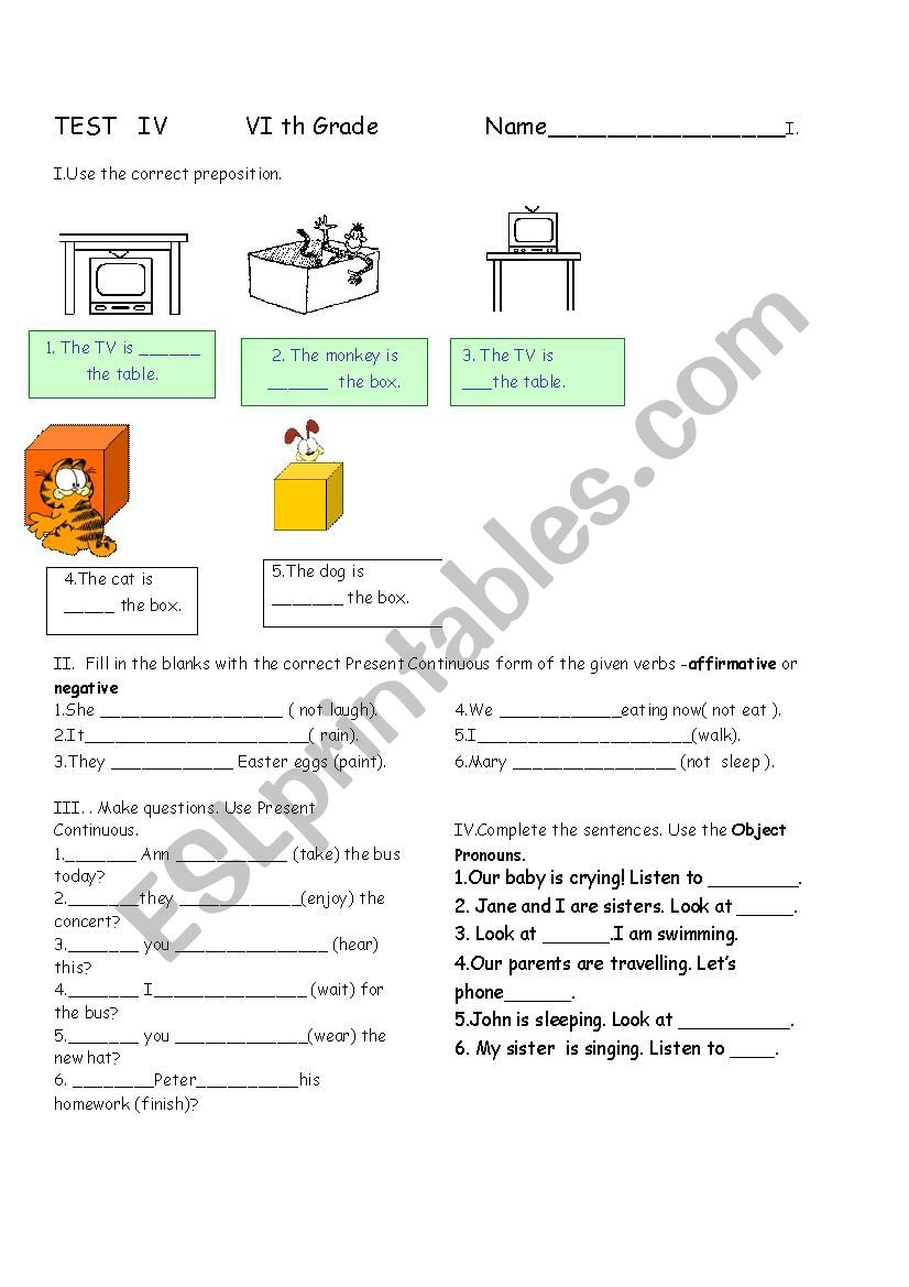 TEST  worksheet