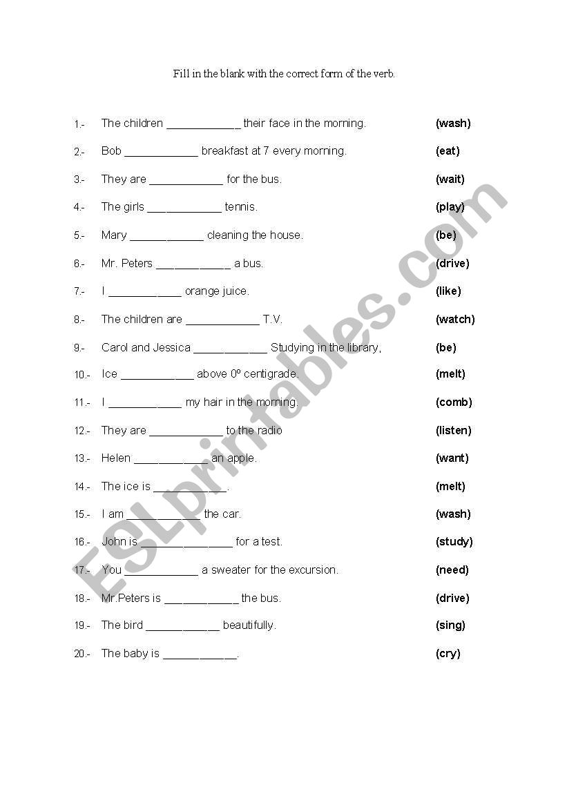 Present simple and present participle.