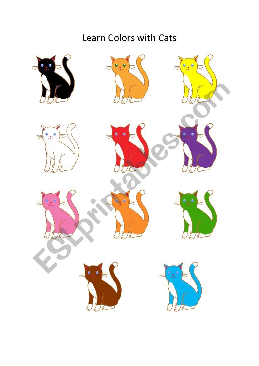 Learn colours with cats worksheet